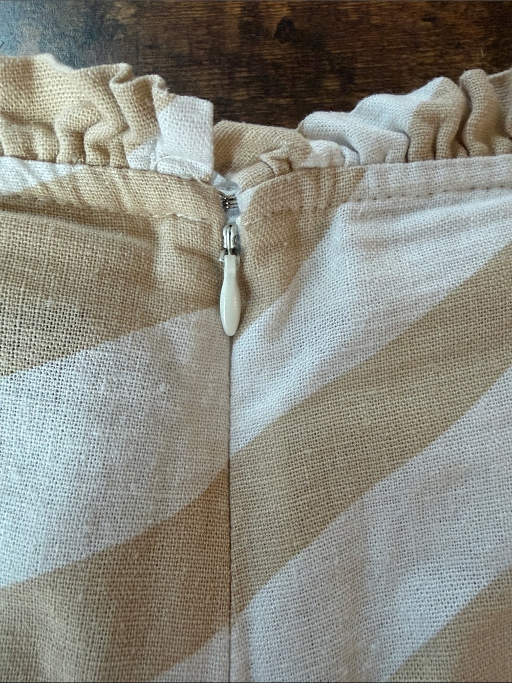 Versona Beige and White Striped Elastic Waist Skirt - Picture 7 of 7